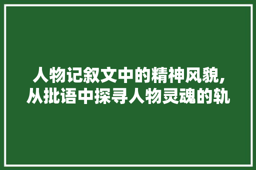 人物记叙文中的精神风貌,从批语中探寻人物灵魂的轨迹