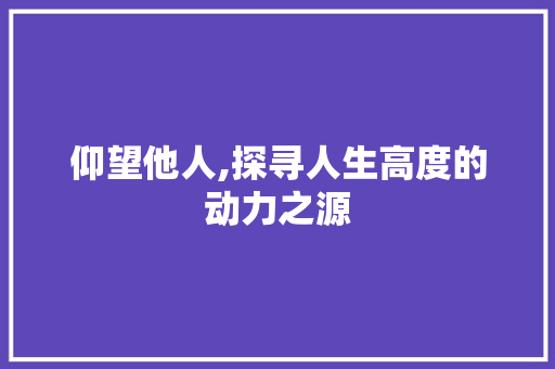 仰望他人,探寻人生高度的动力之源