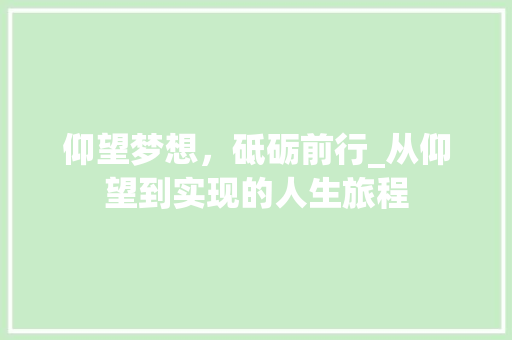 仰望梦想，砥砺前行_从仰望到实现的人生旅程