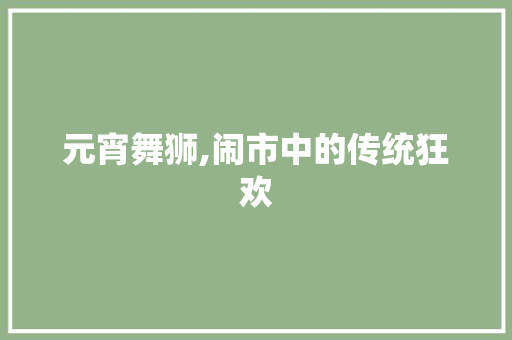 元宵舞狮,闹市中的传统狂欢