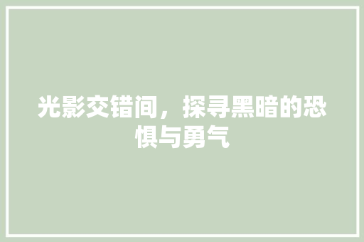 光影交错间，探寻黑暗的恐惧与勇气