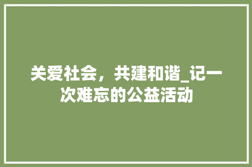 关爱社会，共建和谐_记一次难忘的公益活动