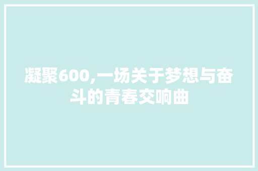 凝聚600,一场关于梦想与奋斗的青春交响曲