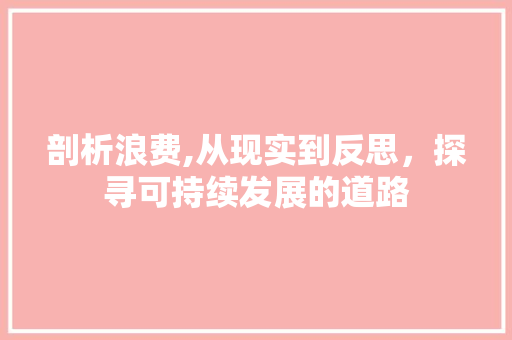 剖析浪费,从现实到反思，探寻可持续发展的道路