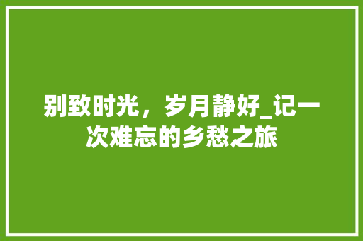 别致时光，岁月静好_记一次难忘的乡愁之旅