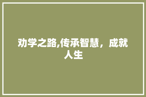 劝学之路,传承智慧，成就人生