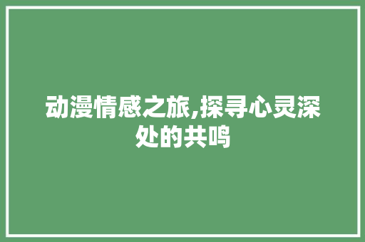 动漫情感之旅,探寻心灵深处的共鸣