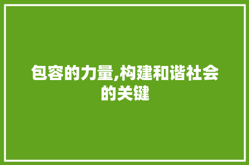 包容的力量,构建和谐社会的关键