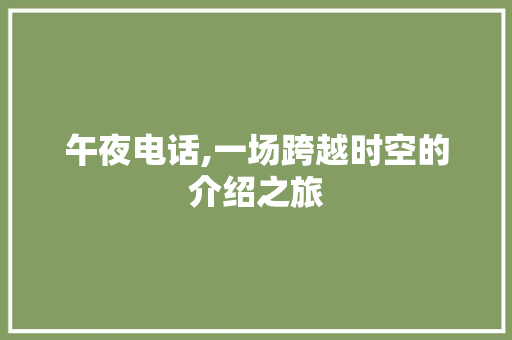 午夜电话,一场跨越时空的介绍之旅