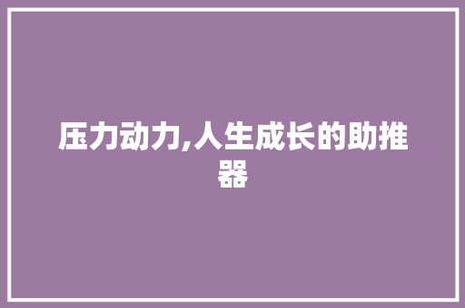 压力动力,人生成长的助推器