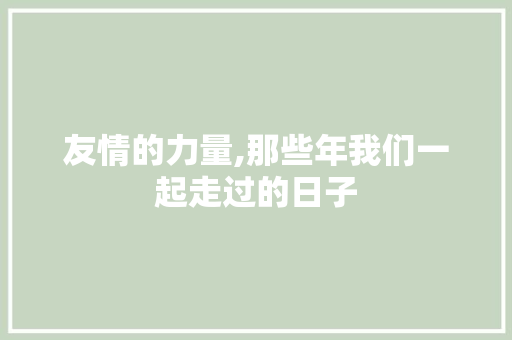 友情的力量,那些年我们一起走过的日子 书信范文