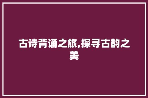 古诗背诵之旅,探寻古韵之美