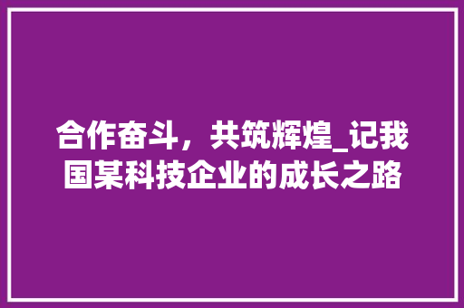 合作奋斗，共筑辉煌_记我国某科技企业的成长之路