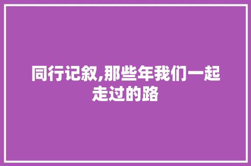 同行记叙,那些年我们一起走过的路