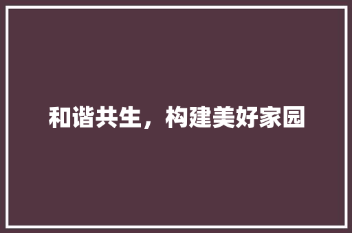 和谐共生，构建美好家园