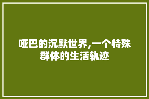 哑巴的沉默世界,一个特殊群体的生活轨迹