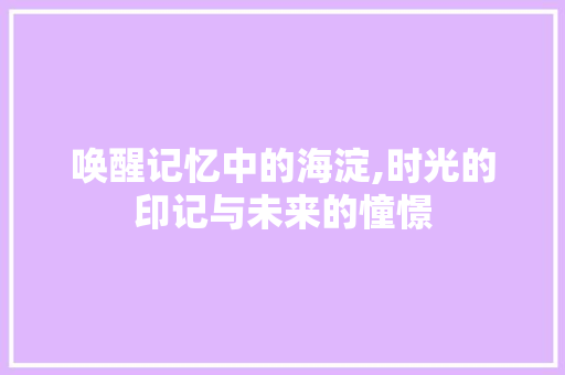 唤醒记忆中的海淀,时光的印记与未来的憧憬