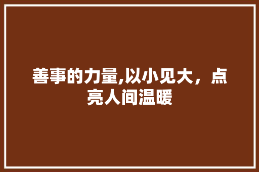 善事的力量,以小见大，点亮人间温暖