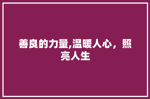 善良的力量,温暖人心，照亮人生