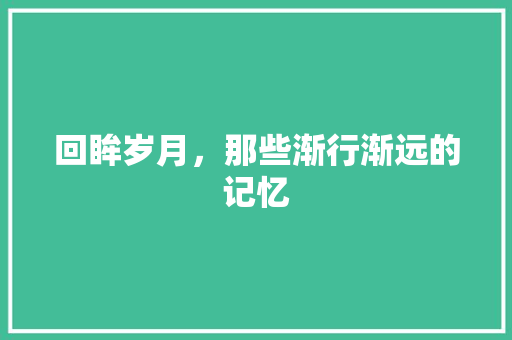 回眸岁月，那些渐行渐远的记忆