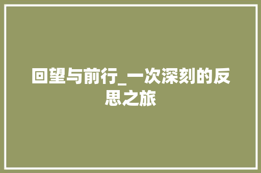 回望与前行_一次深刻的反思之旅