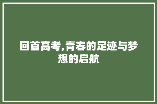 回首高考,青春的足迹与梦想的启航