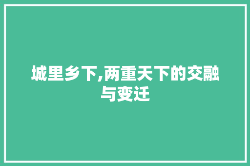 城里乡下,两重天下的交融与变迁