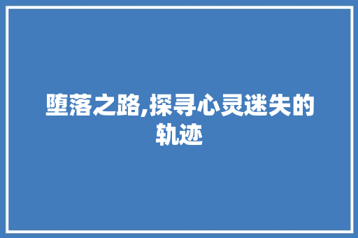 堕落之路,探寻心灵迷失的轨迹