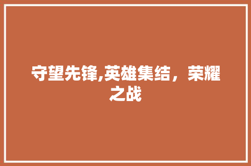 守望先锋,英雄集结，荣耀之战