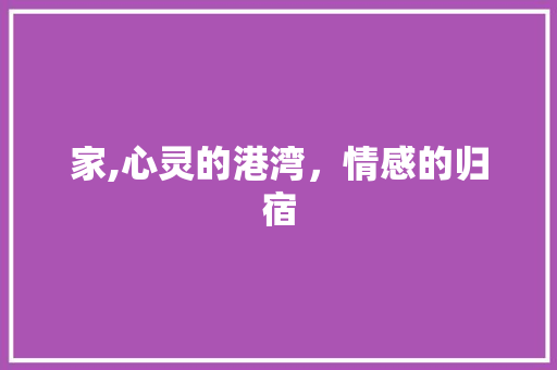 家,心灵的港湾，情感的归宿