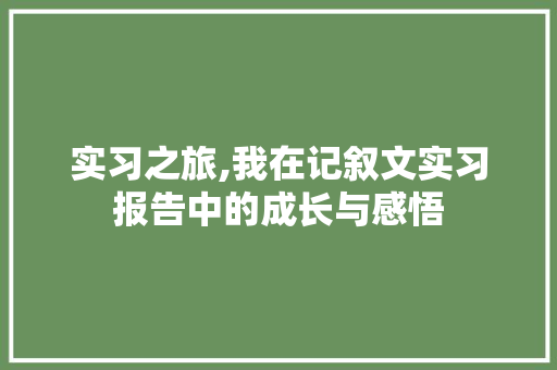 实习之旅,我在记叙文实习报告中的成长与感悟