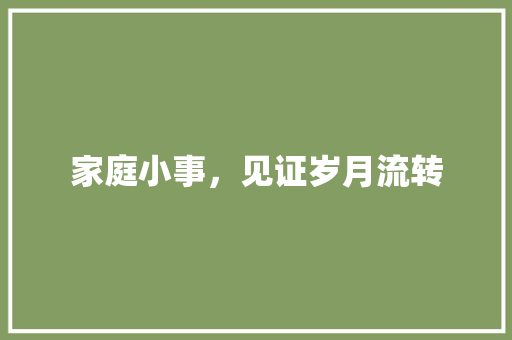 家庭小事，见证岁月流转