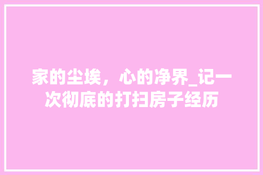 家的尘埃，心的净界_记一次彻底的打扫房子经历