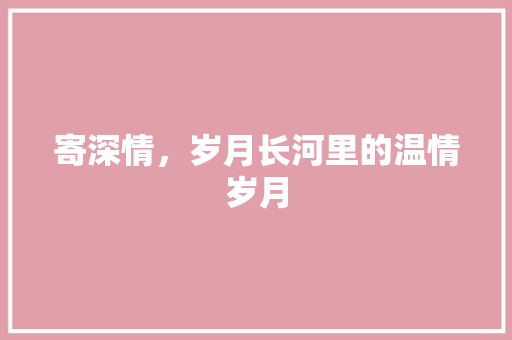 寄深情，岁月长河里的温情岁月