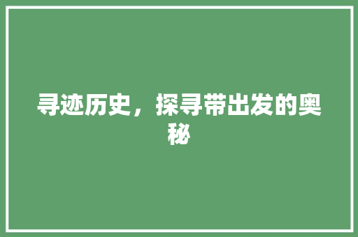 寻迹历史，探寻带出发的奥秘