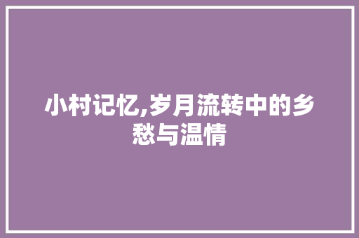 小村记忆,岁月流转中的乡愁与温情