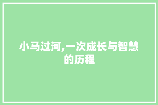 小马过河,一次成长与智慧的历程