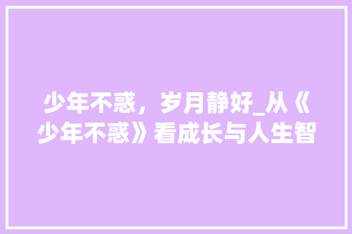 少年不惑，岁月静好_从《少年不惑》看成长与人生智慧