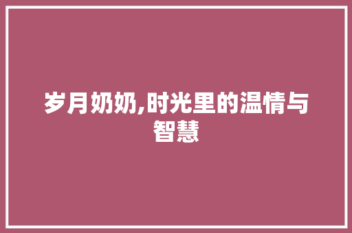 岁月奶奶,时光里的温情与智慧