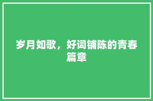 岁月如歌，好词铺陈的青春篇章