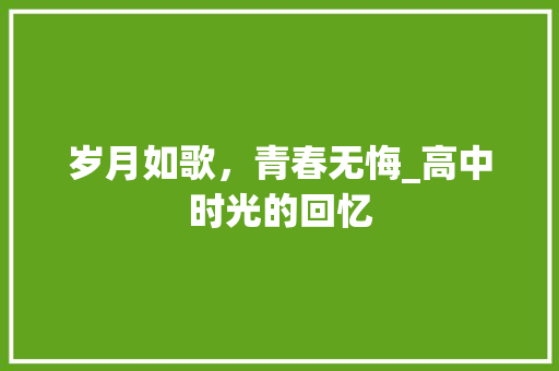 岁月如歌，青春无悔_高中时光的回忆