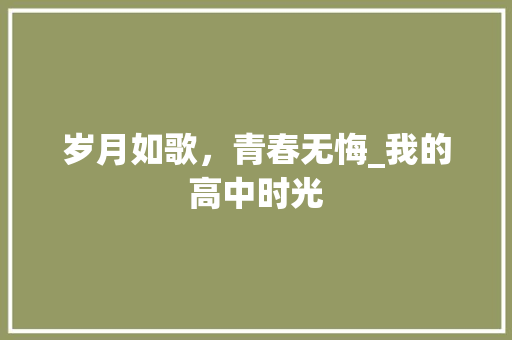 岁月如歌，青春无悔_我的高中时光