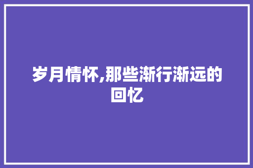 岁月情怀,那些渐行渐远的回忆