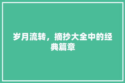 岁月流转，摘抄大全中的经典篇章