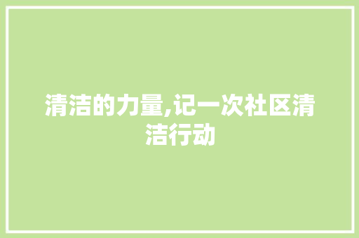 清洁的力量,记一次社区清洁行动