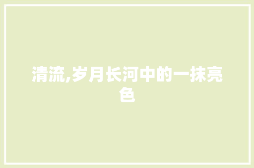 清流,岁月长河中的一抹亮色 工作总结范文