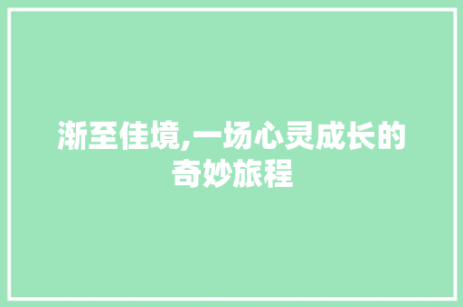 渐至佳境,一场心灵成长的奇妙旅程