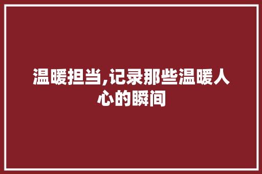 温暖担当,记录那些温暖人心的瞬间