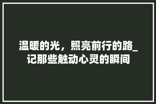 温暖的光，照亮前行的路_记那些触动心灵的瞬间