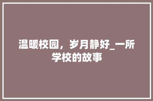 温暖校园，岁月静好_一所学校的故事